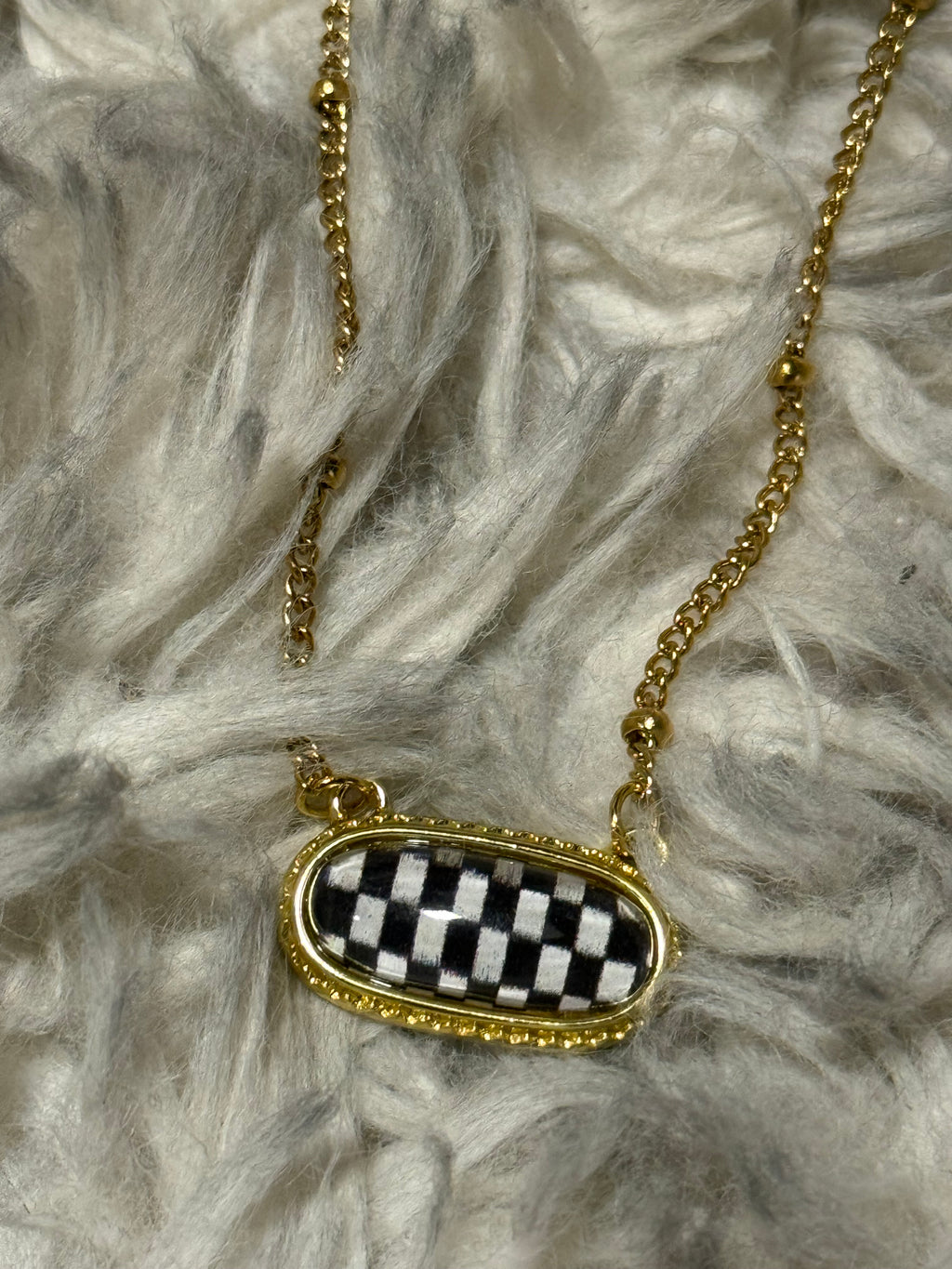 Checkered  Necklace “Gold”