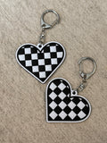 Checkered Heart Keychain