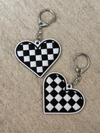 Checkered Heart Keychain