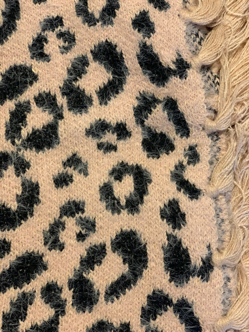 Women's Soft Fuzzy Leopard Print Poncho “Light Pink”