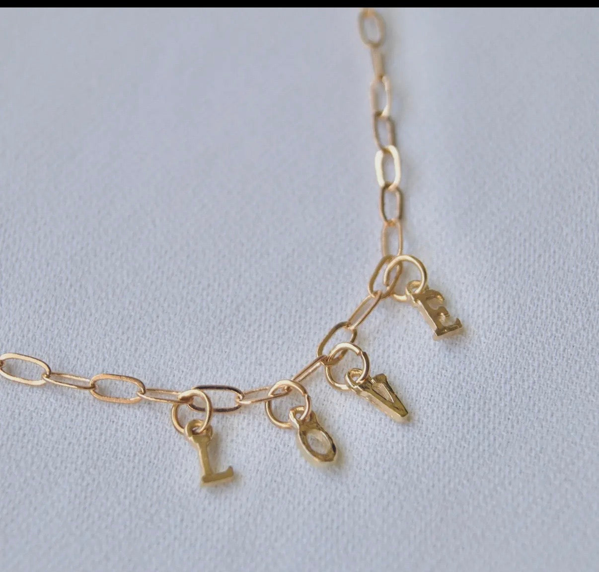 Gold-Tone Love Charm PaperClip Chain Necklace