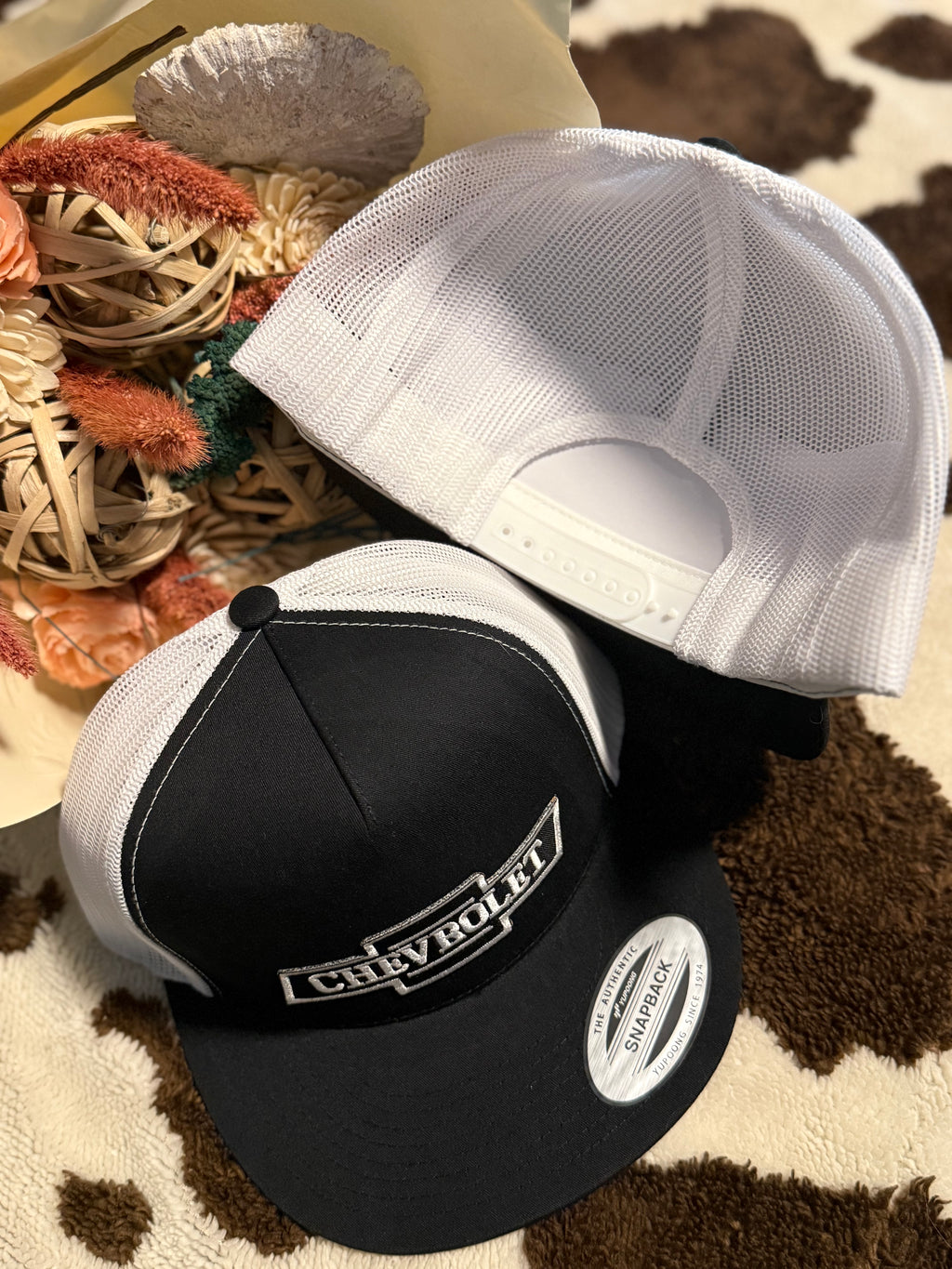 Vintage Chevy Black/White Flatbill SnapBack