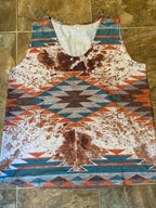 Blue Aztec Print Sleeveless Tank Top