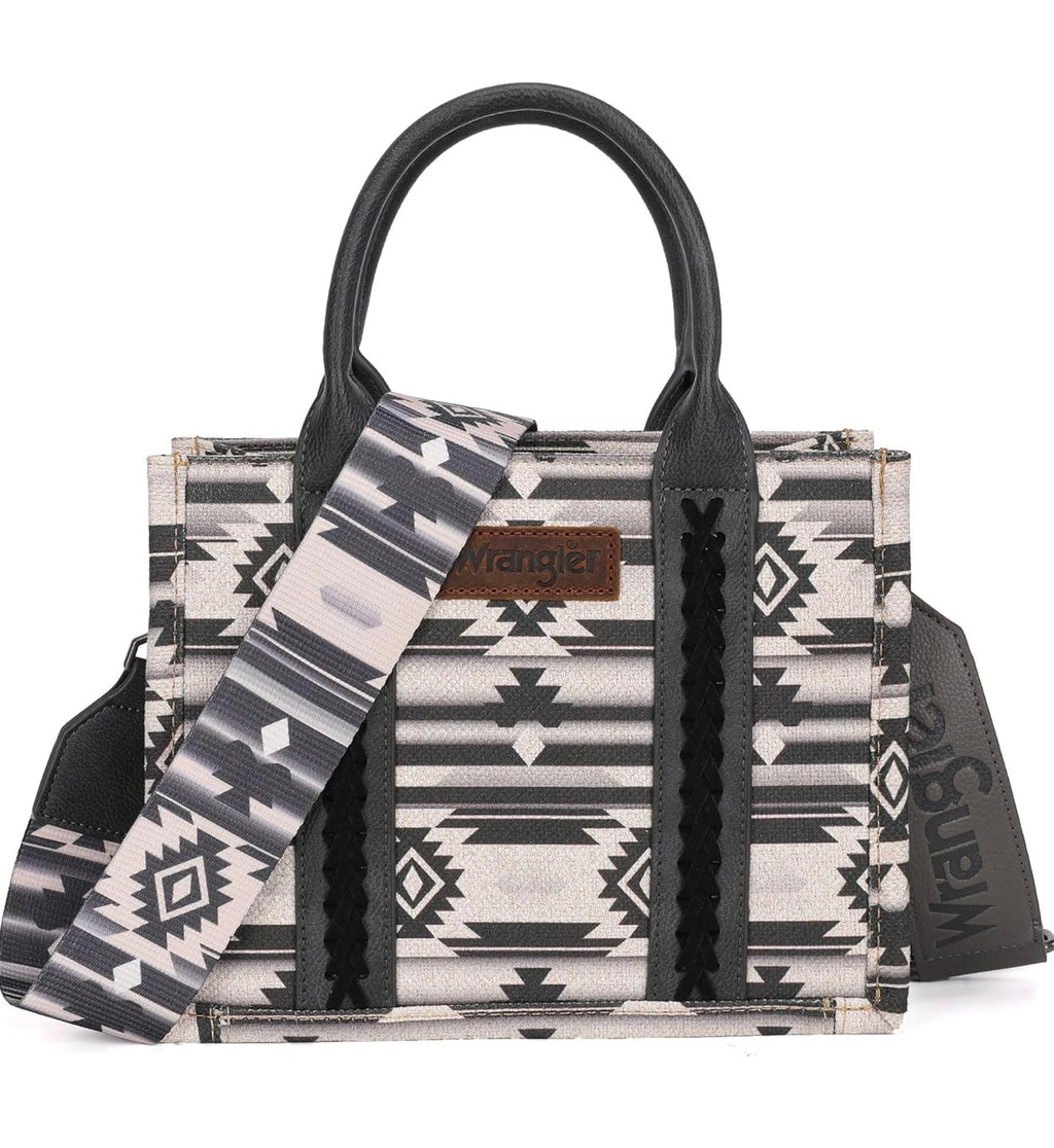 Wrangler southwestern print crossbody canvas tote gray