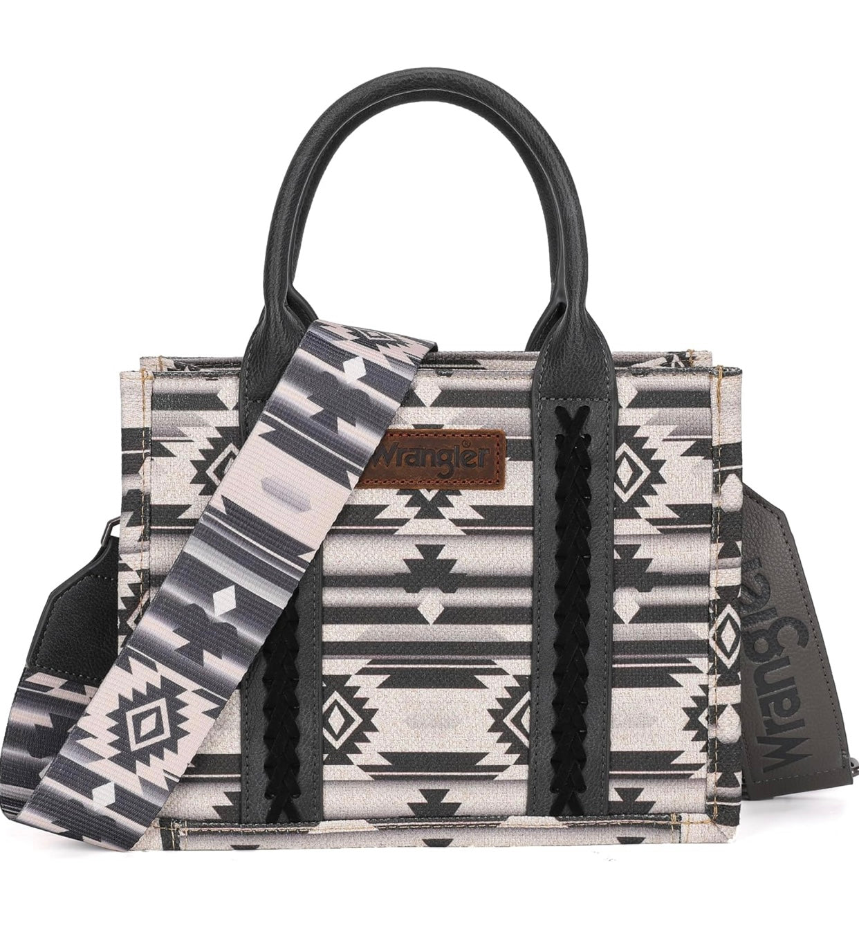 Wrangler southwestern print crossbody canvas tote gray