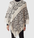 Women's Soft Fuzzy Leopard Print Poncho “White/Black”