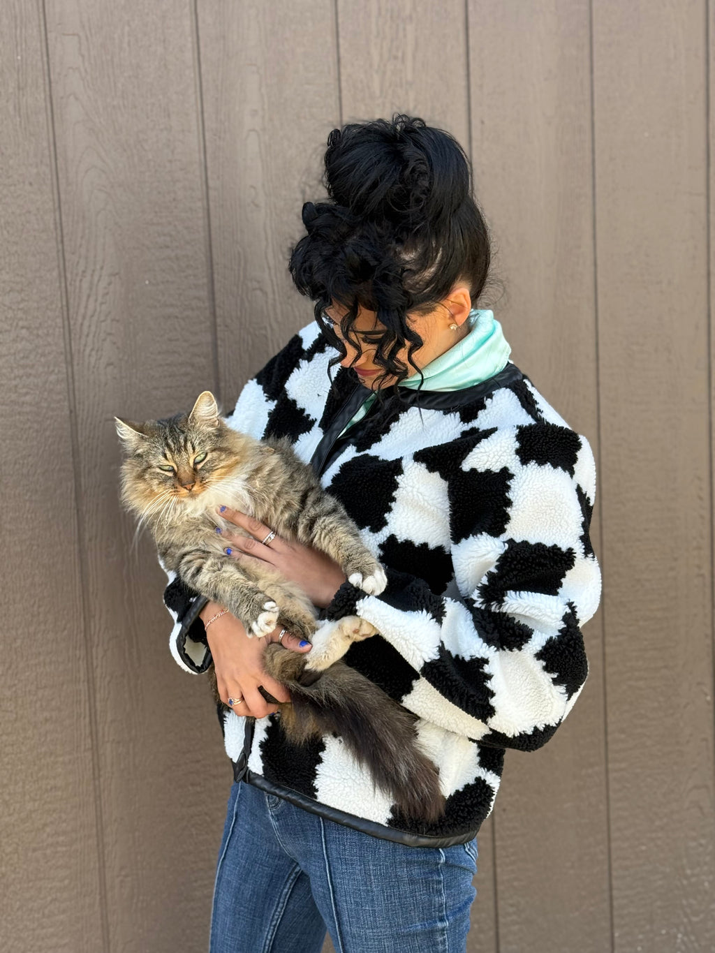 Heavyweight Checkered Cozy Sherpa Jacket