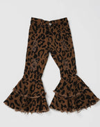Leopard Distressed Double Layer Girls Jeans