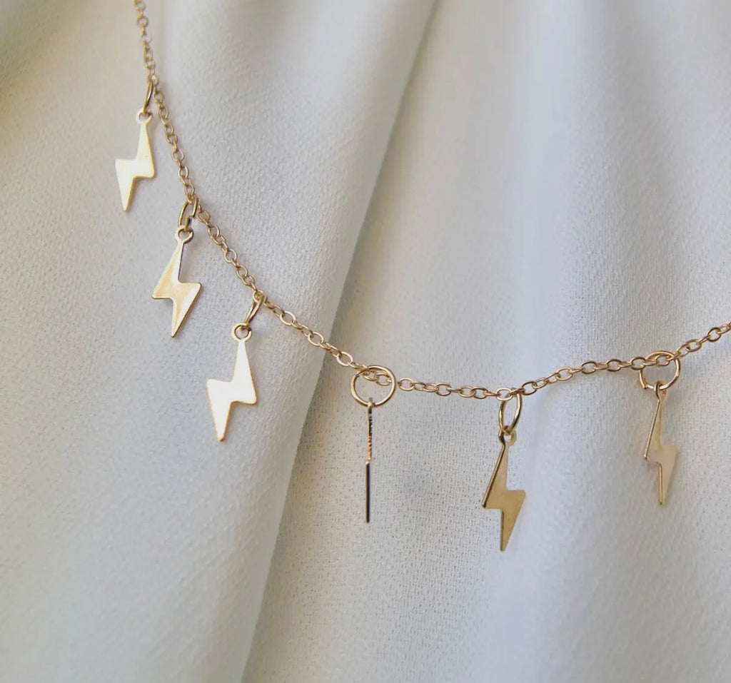 Gold-Tone Lightning Bolt Charm Necklace