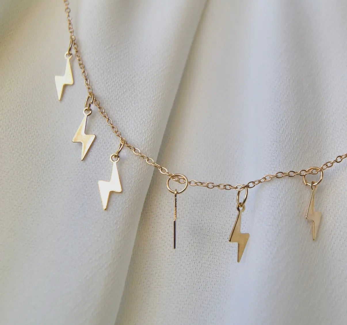 Gold-Tone Lightning Bolt Charm Necklace