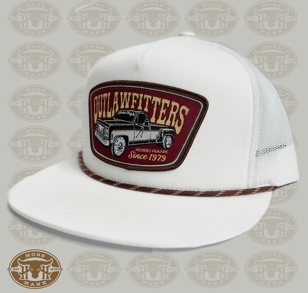 Ridge And Holler “Straight Pipes White” Squarebody Flat Bill Hat