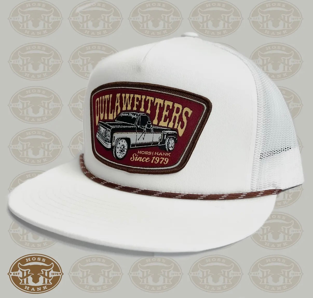 Ridge And Holler “Straight Pipes White” Squarebody Flat Bill Hat