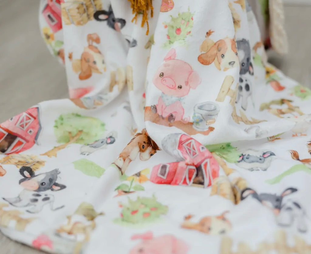 Baby & Toddler Minky Blanket - Farm Animals