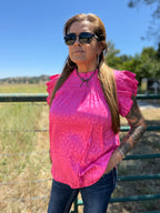 Urban Leopard Print Ruffle Sleeve Top