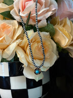 Leopard Concho Leather Choker-Turquoise Colored Round Stone