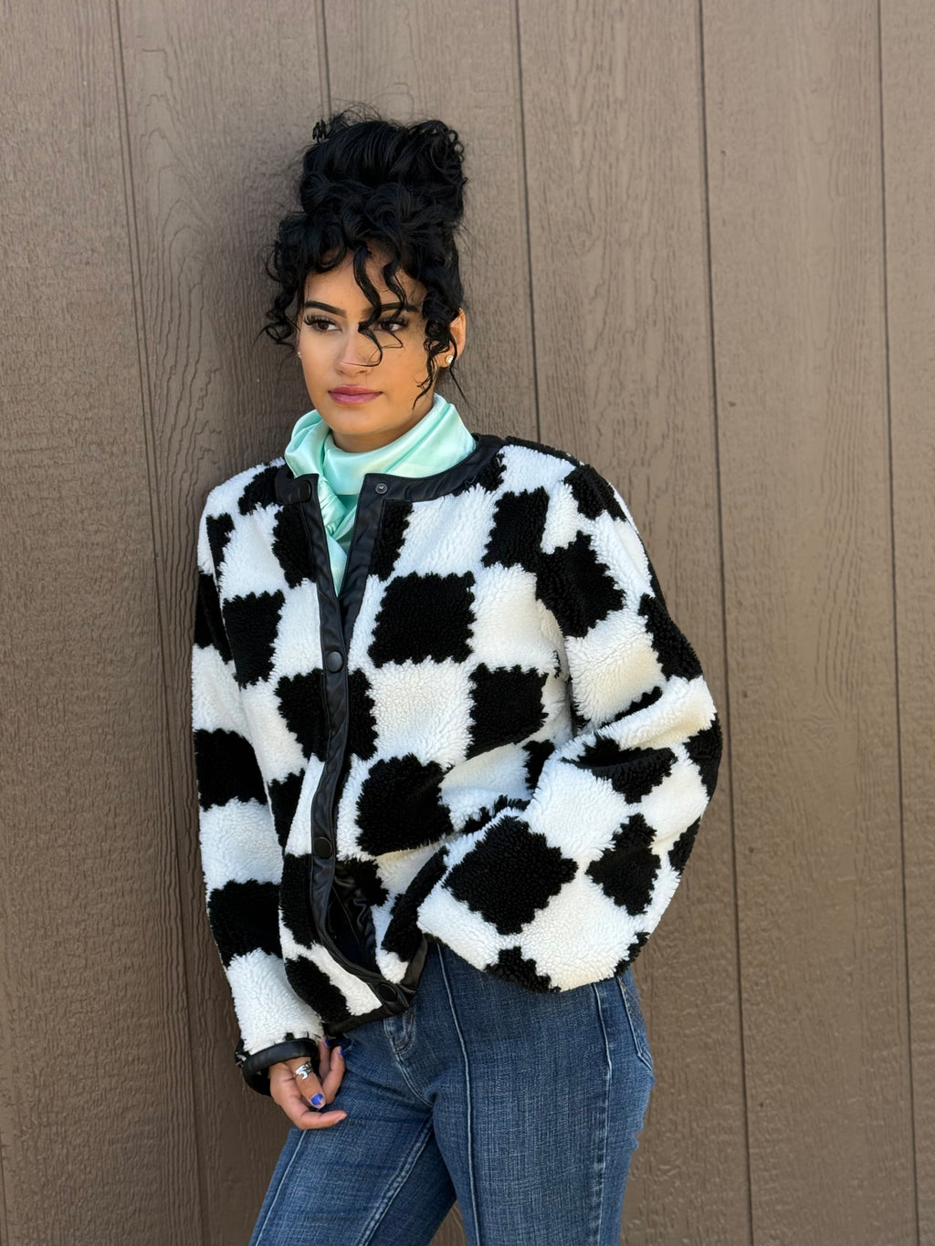 Heavyweight Checkered Cozy Sherpa Jacket