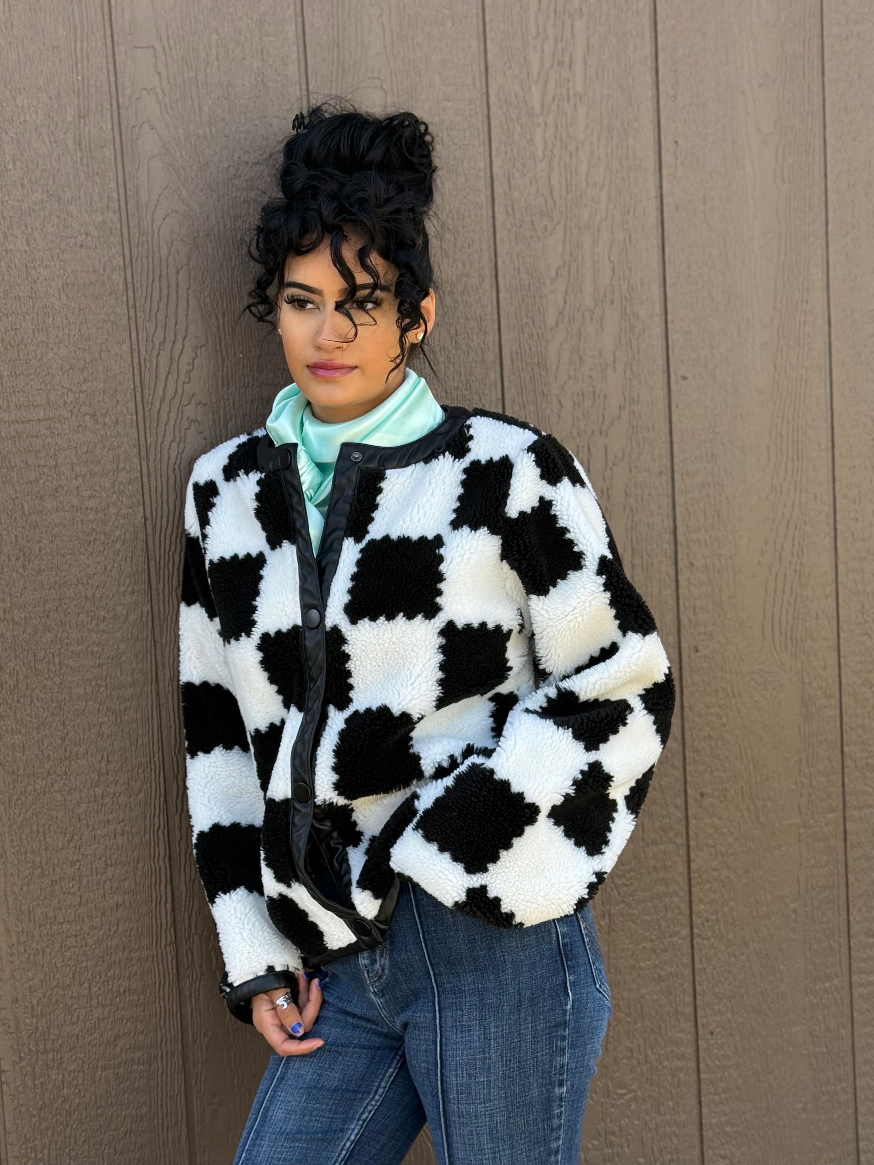 Heavyweight Checkered Cozy Sherpa Jacket