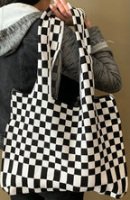 Checkerboard Tote Bag Black/White