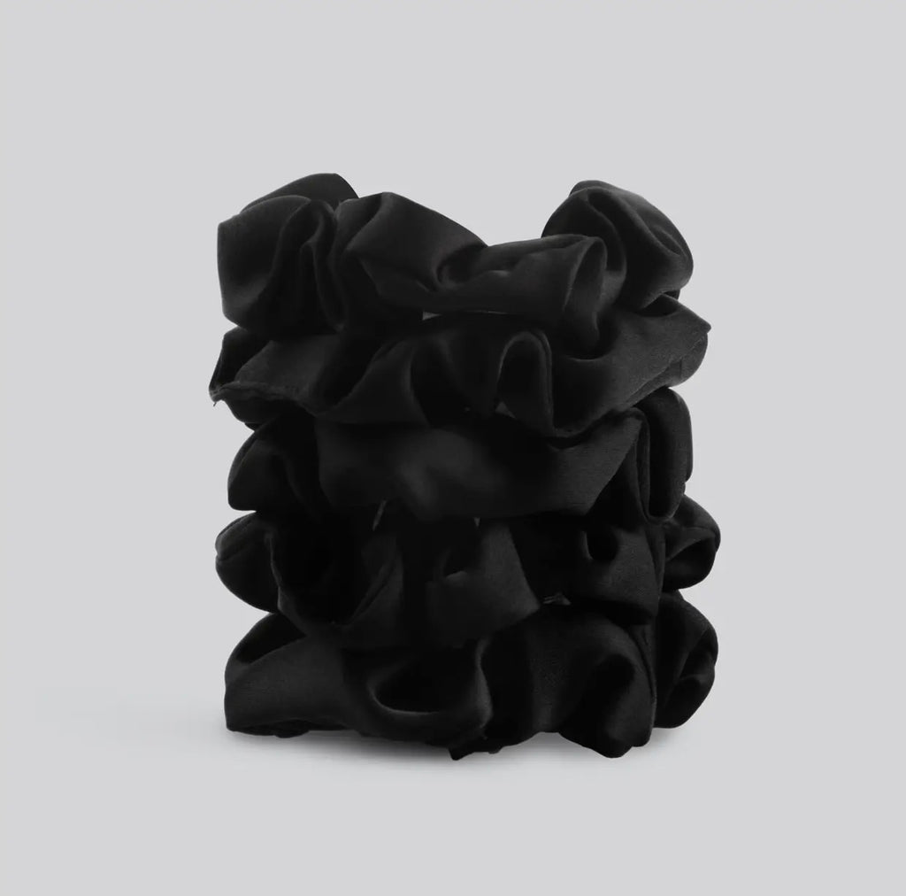 KITSCH Satin Sleep Scrunchies 5pc - Black