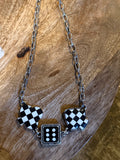 Western Card Theme Dice Necklace “Black Checkered”