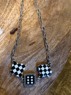 Western Card Theme Dice Necklace “Black Checkered”