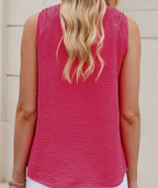 V Neck Knotted Shoulder Tank Top Pink