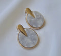 Gold & Marble Resin Drop Statement Earrings