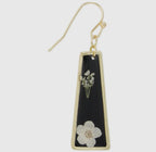 Dried Flower Gold Black Bar Earrings
