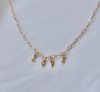 Gold-Tone Love Charm PaperClip Chain Necklace