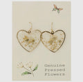 Queen Anne's Lace Dried Flower Heart Earrings