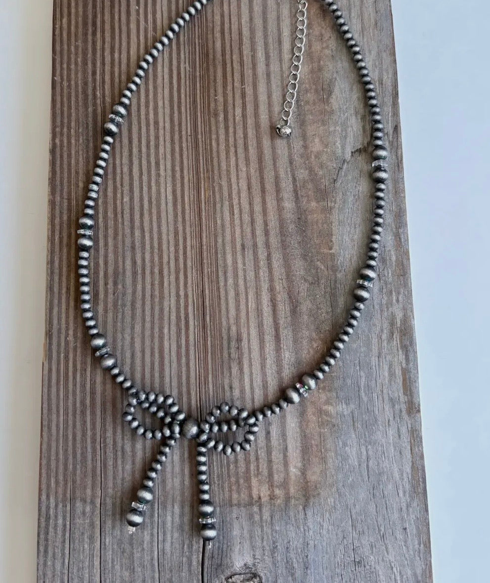 Western Navajo Style Bead Coquette Bow Necklace