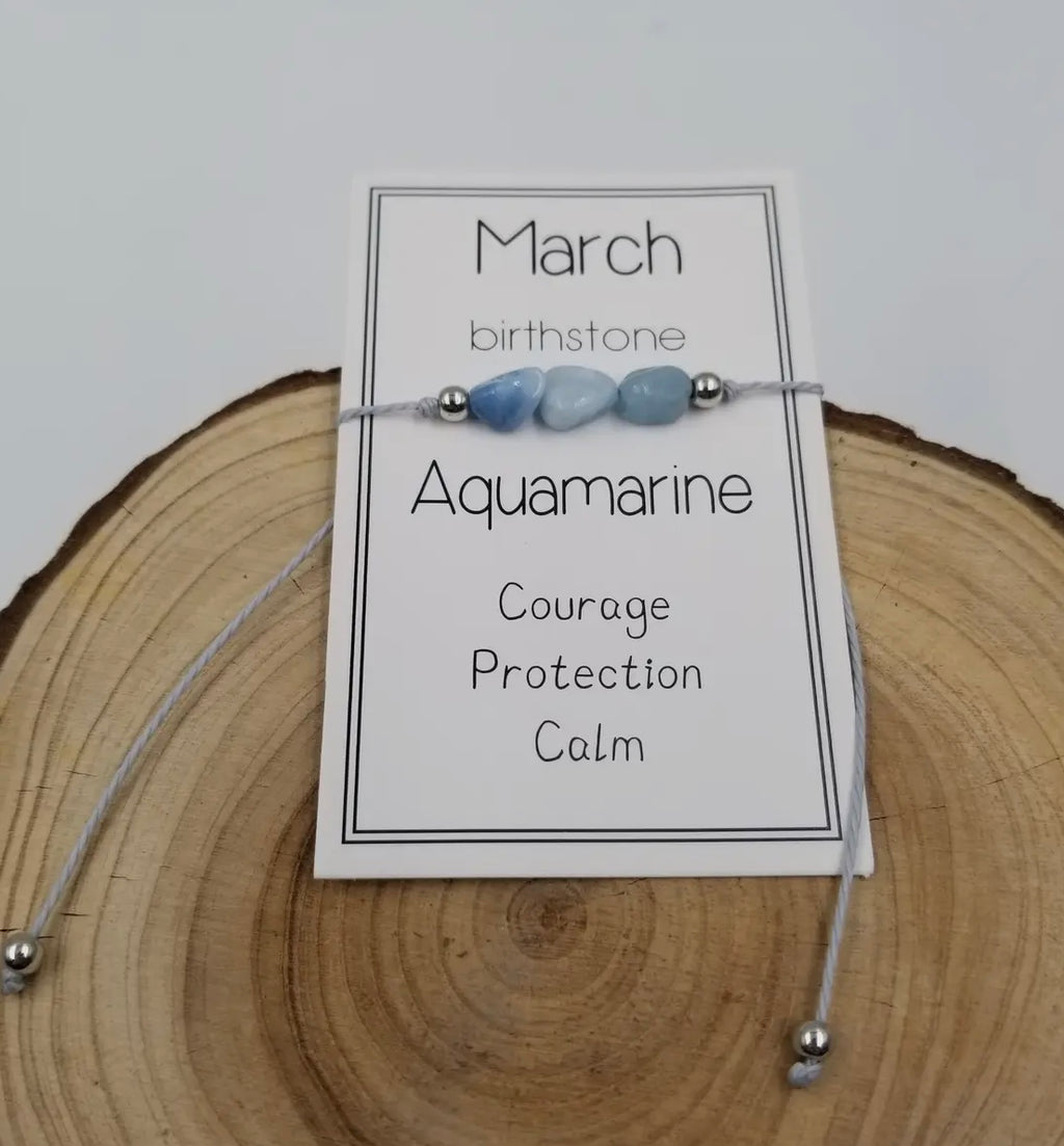 Handmade Birthday Stone Natural Stone Bracelet with Card