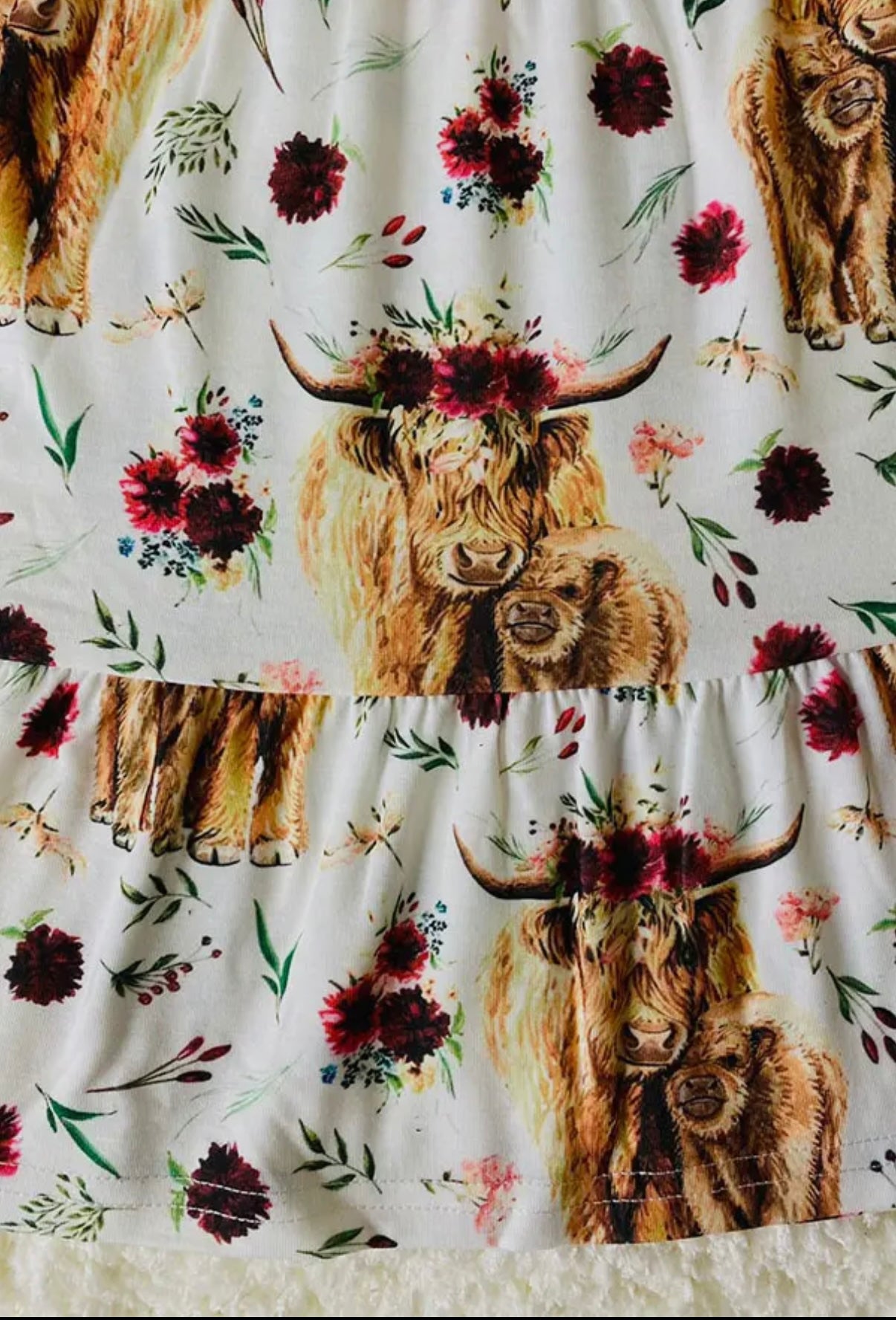 Cow & Flower Printed Long Sleeve
Girl Dress