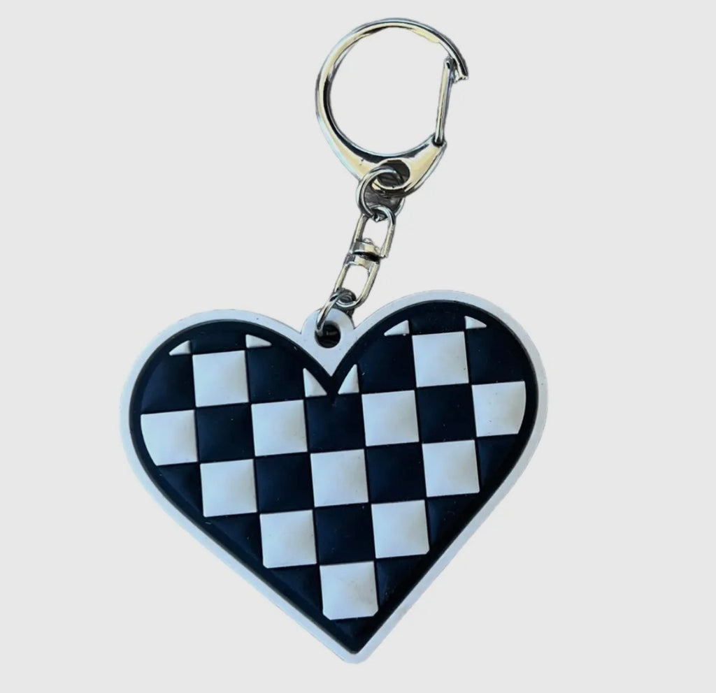 Checkered Heart Keychain