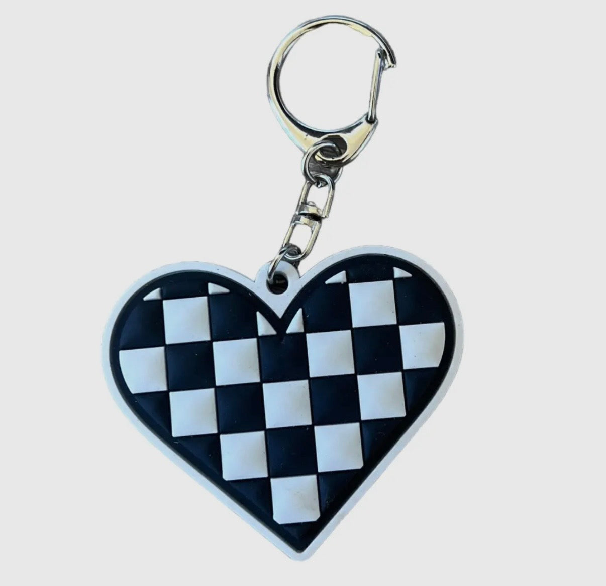 Checkered Heart Keychain