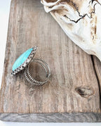 Western Style Turquoise Stone Adjustable Ring