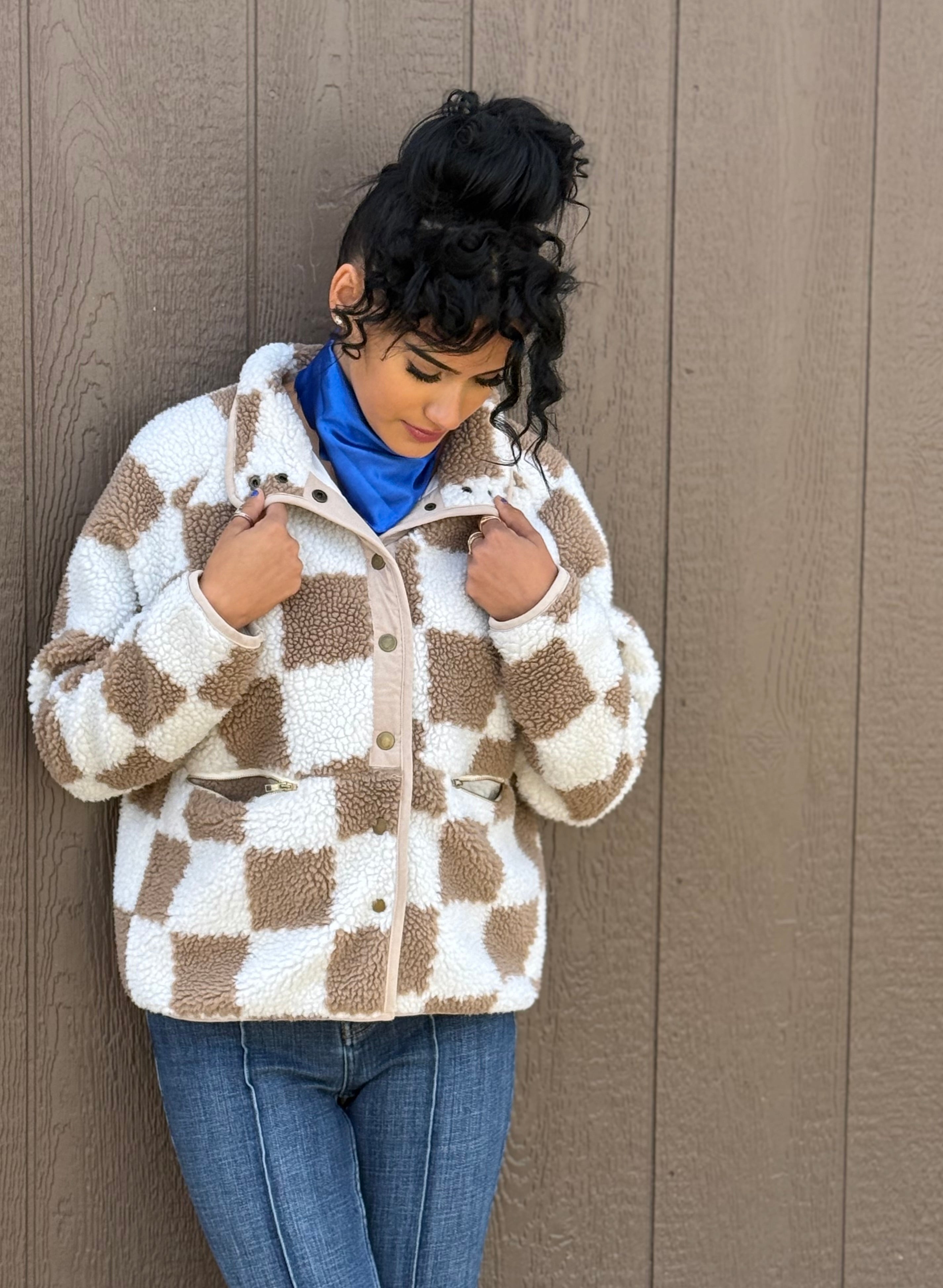 The Dylan: Checkered Sherpa Jacket
