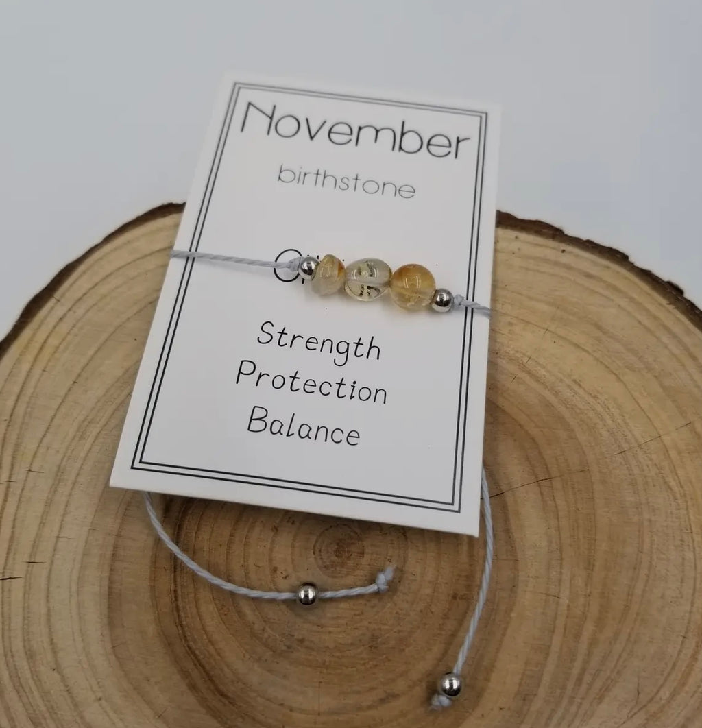 Handmade Birthday Stone Natural Stone Bracelet with Card
