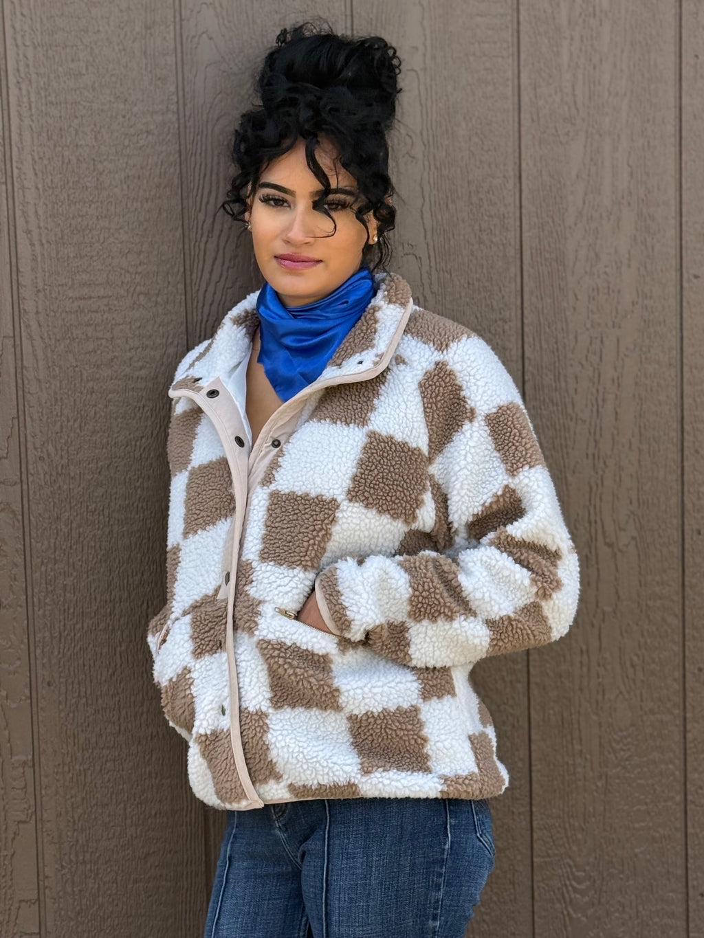 The Dylan: Checkered Sherpa Jacket