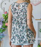 Western Apparel Animal Print Babydoll Top Teal