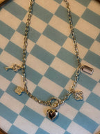 Heart Multi Charm Link Chain Necklace