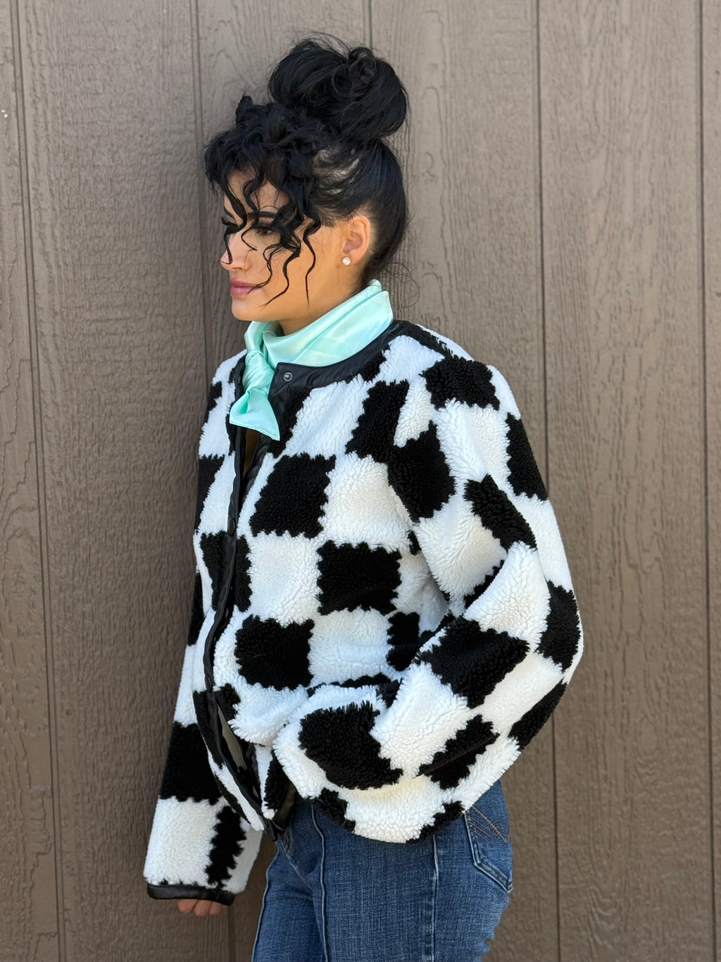 Heavyweight Checkered Cozy Sherpa Jacket