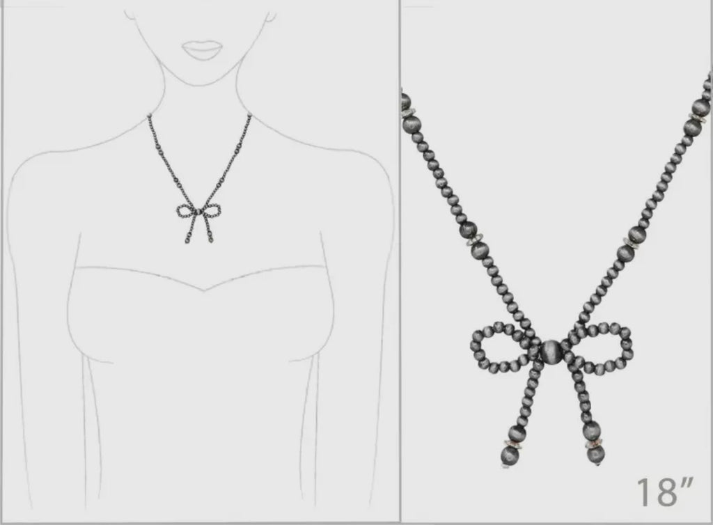 Western Navajo Style Bead Coquette Bow Necklace