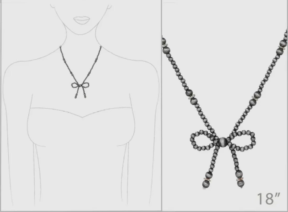 Western Navajo Style Bead Coquette Bow Necklace