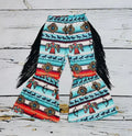 Multicolor Aztec Print Girls Bell
Bottoms W/Fringe