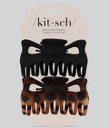 Recycled Plastic Large Claw Clip 2pc Set - Black & Tort