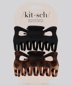 Recycled Plastic Large Claw Clip 2pc Set - Black & Tort