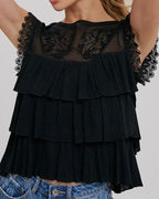 Black Ruffle Babydoll Top