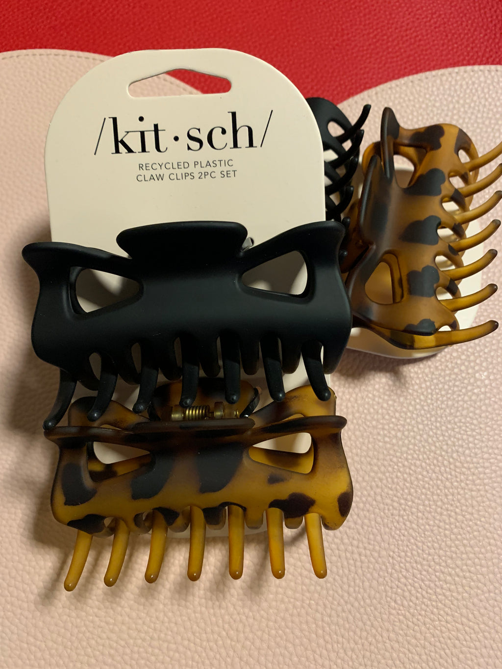 Recycled Plastic Large Claw Clip 2pc Set - Black & Tort
