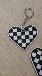 Checkered Heart Keychain